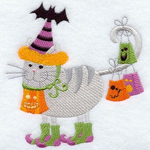 Trick or Treat Halloween Cat Embroidered Waffle Weave Hand/Dish Towel image 1