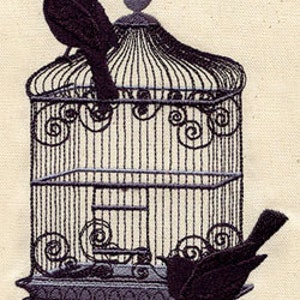 Edgar Allan Poe Raven Birdcage Embroidered Waffle Weave Towel