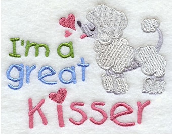 I'm a Great Kisser Poodle Dog Embroidered Waffle Weave Hand/Dish Towel