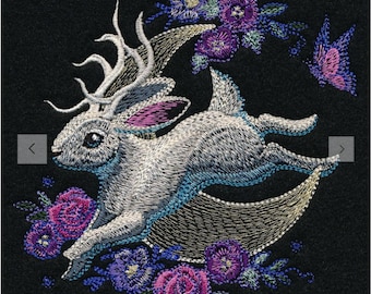 Moonlit Jackalope Embroidered Waffle Weave Hand/Dish Towel