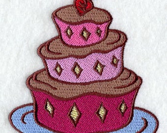 Blooming Birthday Cake Embroidered Waffle Weave Hand/Dish Towel
