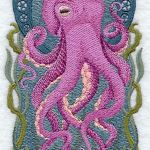 Art Nouveau Octopus Embroidered Waffle Weave Hand/DIsh Towel