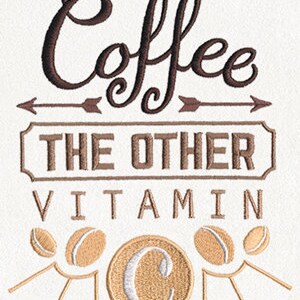 Coffee The Other Vitamin C- Embroidered Waffle Weave Hand/Dish Towel