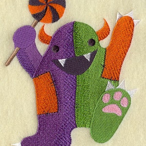 Patchwork Monster Embroidered Waffle Weave Hand/Dish Towel image 1