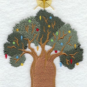 Baobab Christmas Tree Embroidered Waffle WeaveHand/Dish Towel