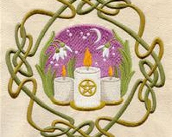Celtic Wheel of the Year - Imbolc Embroidered Waffle Weave Hand/Dish Towel