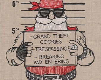 Mugshot Jultomten Broderad Våffelvävd Handduk/Diskhandduk