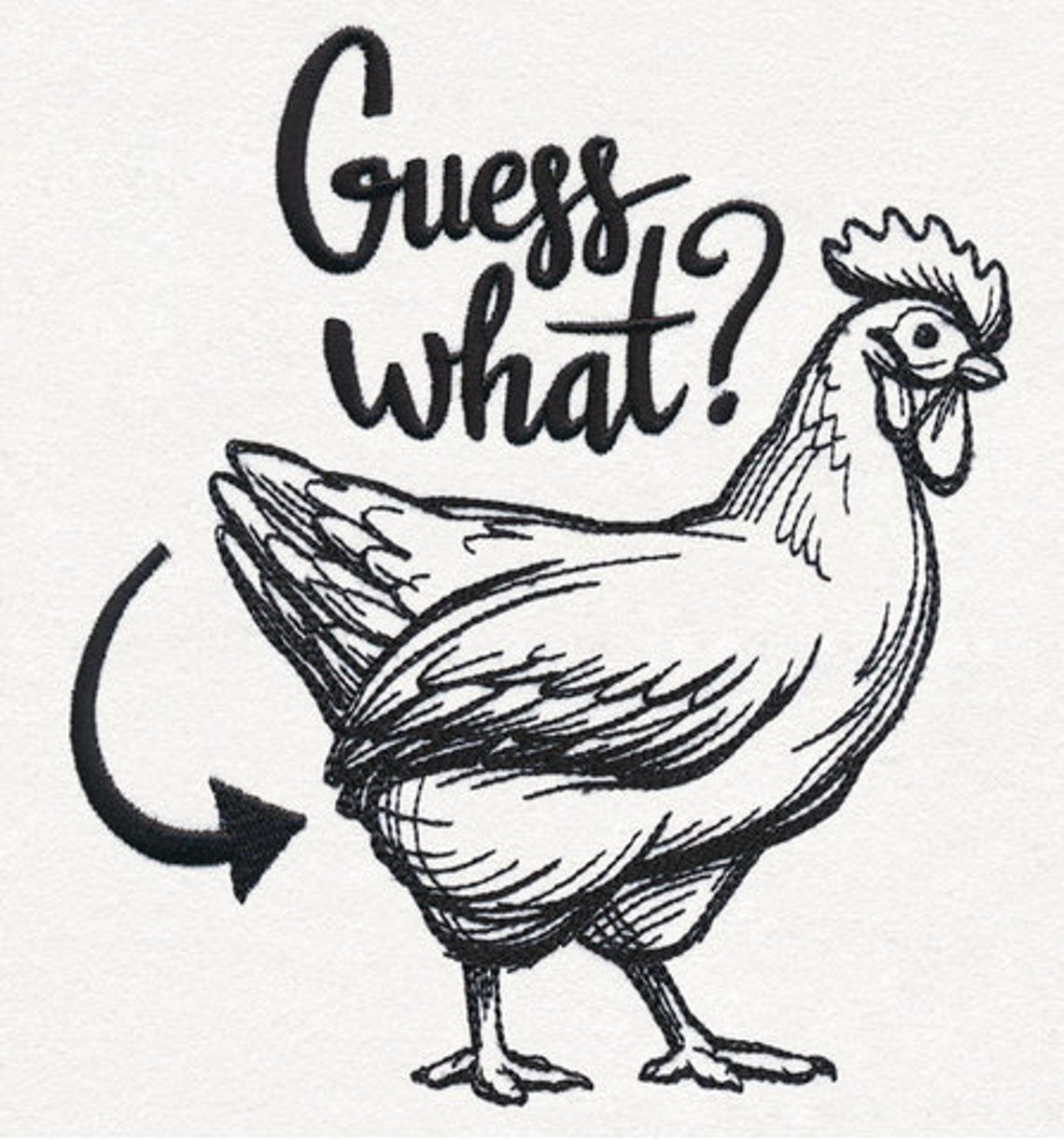 Guess What Chicken Butt Funny Chicken Pun Embroidered Waffle Etsy