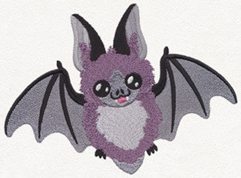 Happy Bat Embroidered Waffle Weave Hand/Dish Towel image 1