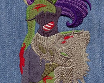 Zombie Girl Pin-Up Embroidered Waffle Weave Hand Towel