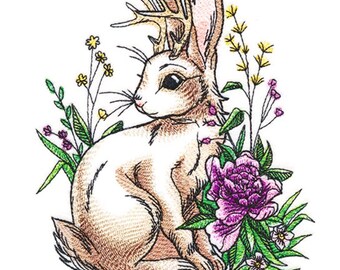 Believe Jackalope Embroidered Flour Sack Hand/Dish Towel