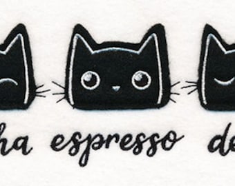 Tipos de toallas de mano o de cocina con tejido gofre y bordado de gatos de café