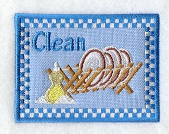 Clean Dishes Embroidered Waffle Weave Hand Towel