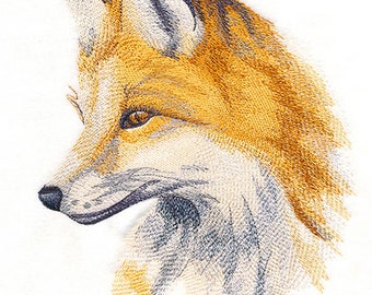 Wild Beauty Fox Embroidered waffle weave Hand/Dish Towel