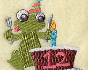Hoppy Twelfth 12th Birthday Embroidered Waffle Weave Hand/Dish Towel