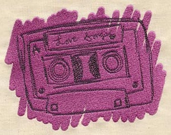 Love Songs Mix Tape Embroidered Waffle Weave Hand/DIsh Towel