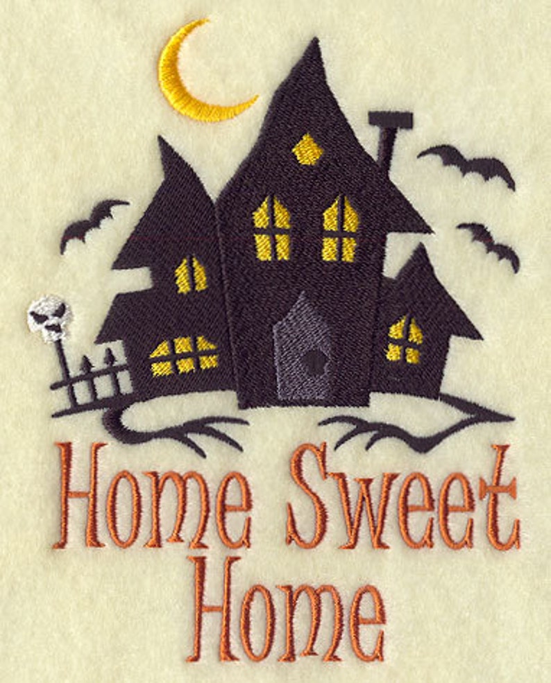 Haunted Home Sweet Home Embroidered Waffle Weave Hand/Dish Towel image 1