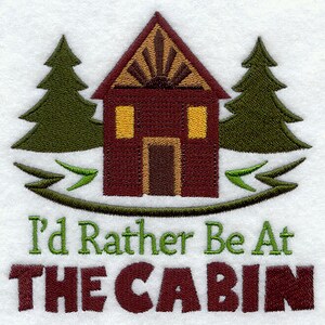 Asciugamano da cucina/asciugamano da cucina ricamato con motivo a nido d&#39;ape &quot;I&#39;d Rather at the Cabin&quot;