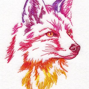 Colorful Fox Embroidered Waffle Weave Hand/Dish Towel