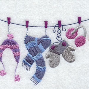 Winter Wear Clothesline Embroidered Waffle Weave Hand/Dish Towel