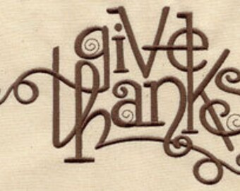 Give Thanks Thanksgiving Embroidered Waffle Weave Hand/Dish Towel
