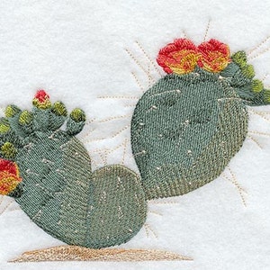 Prickly Pear Cactus Embroidered Waffle Weave Towel image 1