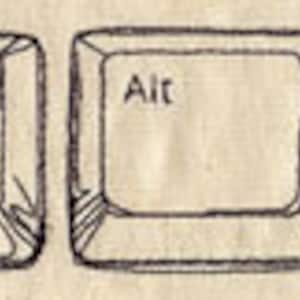 May include: A black and white illustration of three computer keys labeled "Ctrl", "Alt", and "Delete".