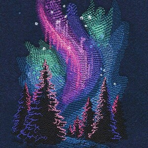 Aurora Borealis Forest Reflections Embroidered Waffle Weave Hand/Dish Towel