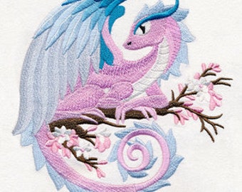 Spring Dragon Embroidered Waffle Weave Hand/Dish Towel