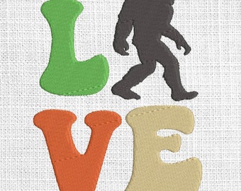 Sasquatch Silhouette Big Foot LOVE Embroidered Waffle Weave Hand/Dish Towel