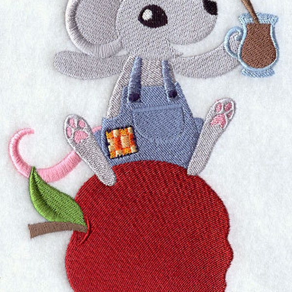 Mouse in Bib Overalls Embroidered Waffle Weave Hand/Dish Towel