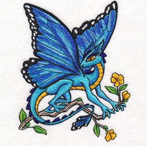 Asciugamano da cucina/asciugamano da cucina ricamato con motivo a nido d&#39;ape, motivo farfalla e drago blu Morpho
