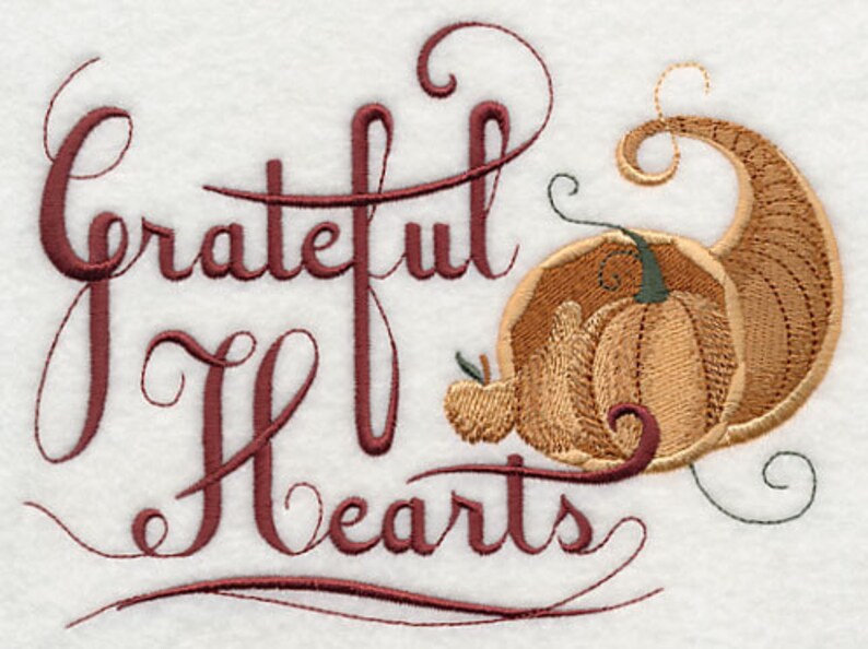 Grateful Hearts Embroidered Waffle Weave Hand/Dish Towel image 1