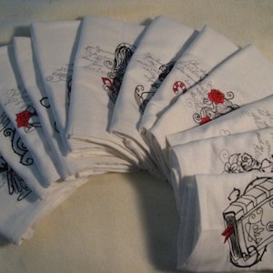 Set of 12 Fairy Tale Themed Embroidered Waffle Weave Hand/Dish Towels image 1