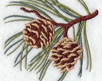 Pine Cones Embroidered Waffle Weave Towel