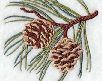 Pine Cones Embroidered Waffle Weave Towel