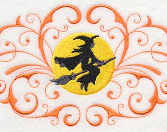 Witch and Filigree Embroidered Waffle Weave Hand/Dish Towel