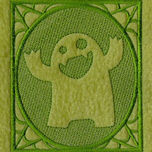 Embossed Monster Embroidered Waffle Weave Hand Towel