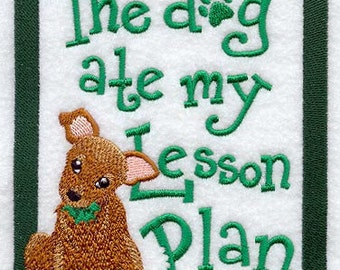 homework dog birthday The Dog Ate My Lesson Plan Embroidered Waffle Weave Hand/Dish Towel