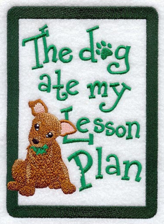 The Dog Ate My Lesson Plan Embroidered Waffle Weave Hand dish Towel Etsy Ireland