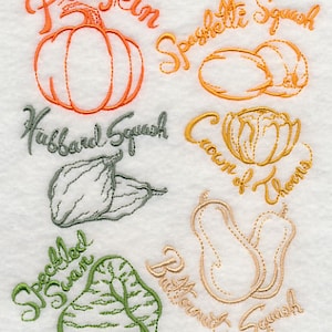 Squash and Gourd Collection Embroidered Waffle Weave Hand Towel