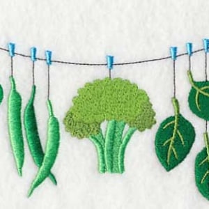 Veggie Clothesline Embroidered Waffle Weave Hand Towel