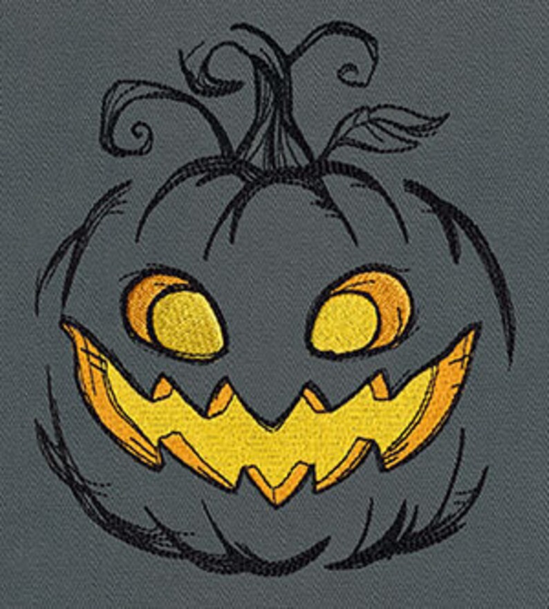 Glowing Grin Jack o Lantern Embroidered Waffle Weave Hand/Dish Towel image 1