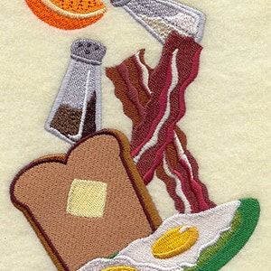 Breakfast Food Stack Embroidered Waffle Weave Hand/Dish Towel image 1