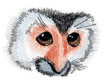 Squirrel Monkey Face Embroidered Waffle Weave Hand/Dish Towel