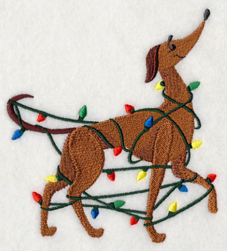 Christmas Canine Jolly Christmas Dog Embroidered Waffle Weave Etsy