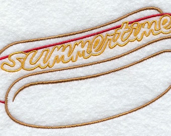 Summertime Hot Dog bestickte Waffel-Gewebe-Handtuch/Geschirrtuch