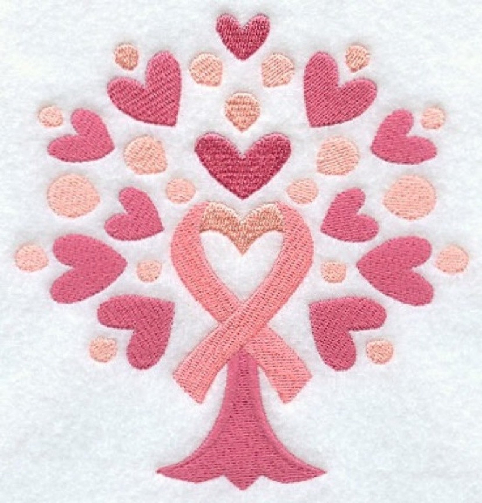 Breast Cancer Awareness Ribbon Tree Embroidered Waffle Weave Etsy