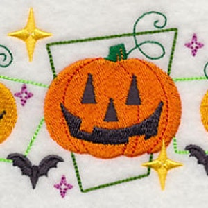 Retro Jack o Lantern Embroidered Waffle Weave Hand/Dish Towel image 1