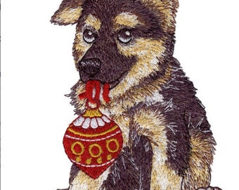 Christmas Ornaments German Shepherd - Embroidered Waffle Weave Hand/Dish Towel